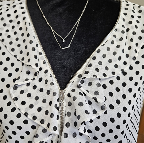 INC International Concepts women's large white & black polka-dot sleeveless top - Picture 3 of 7